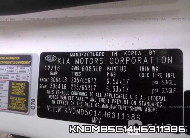 KNDMB5C14H6311386 фото 10