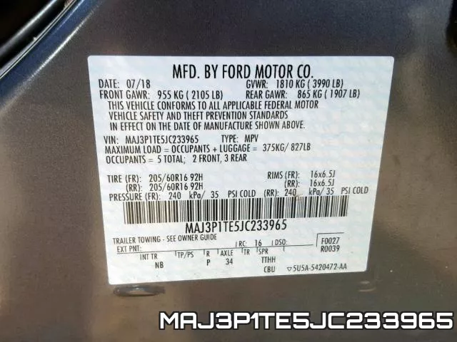 MAJ3P1TE5JC233965 фото 2