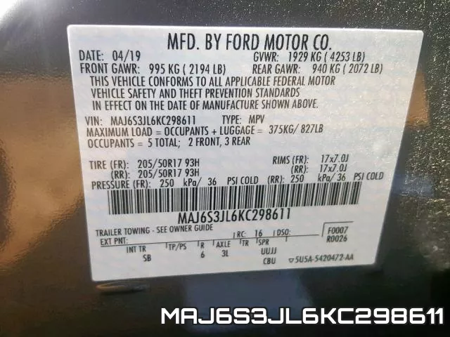 MAJ6S3JL6KC298611 фото 2