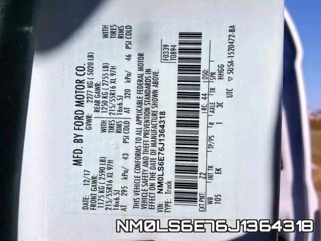 NM0LS6E76J1364318 фото 2