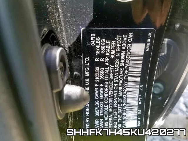 SHHFK7H45KU420277 фото 2