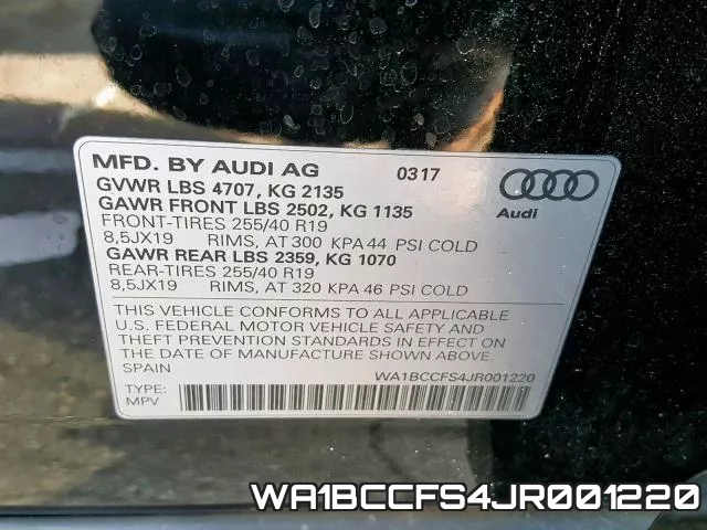 WA1BCCFS4JR001220 фото 2