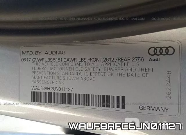 WAUF8AFC6JN011127 фото 10