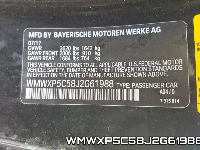 WMWXP5C58J2G61988 фото 2