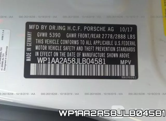 WP1AA2A58JLB04581 фото 10