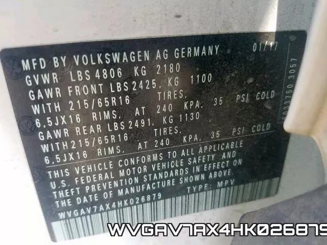 WVGAV7AX4HK026879 фото 2