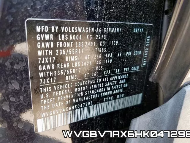 WVGBV7AX6HK047298 фото 2