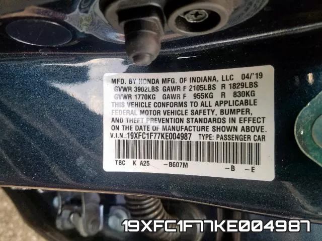 19XFC1F77KE004987 фото 2