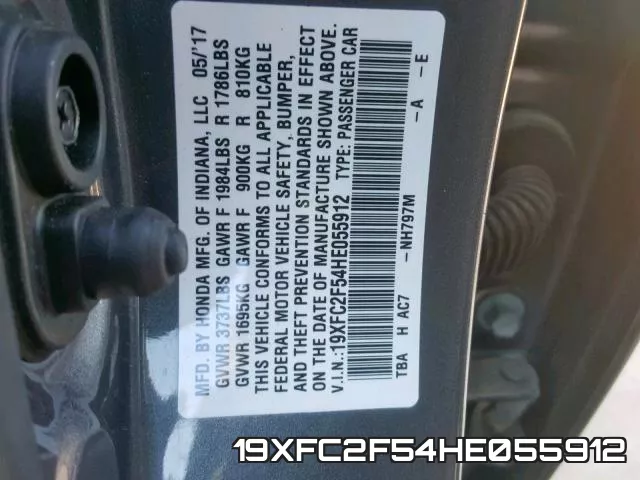 19XFC2F54HE055912 фото 2