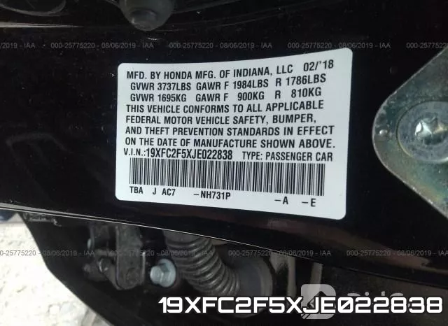 19XFC2F5XJE022838 фото 10