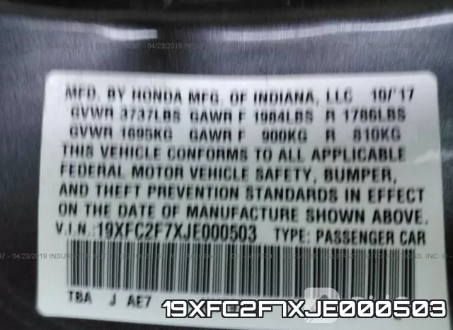 19XFC2F7XJE000503 фото 10