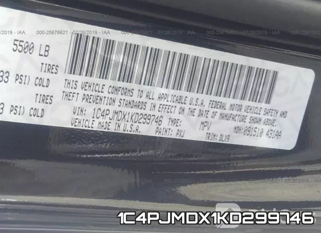 1C4PJMDX1KD299746 фото 10