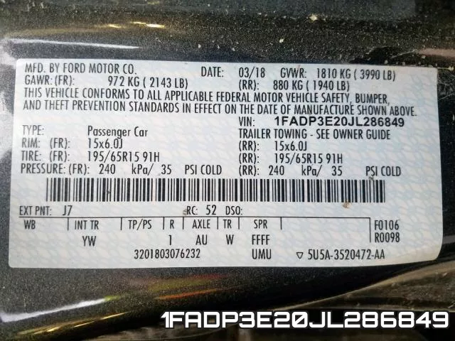 1FADP3E20JL286849 фото 2
