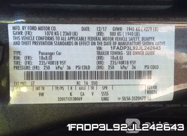 1FADP3L92JL242643 фото 10