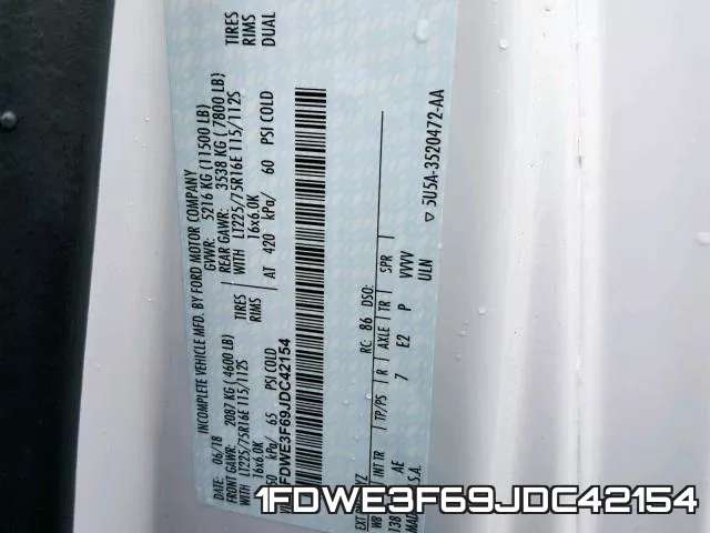 1FDWE3F69JDC42154 фото 2