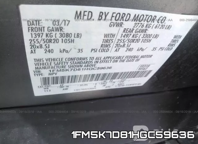 1FM5K7D81HGC59636 фото 10