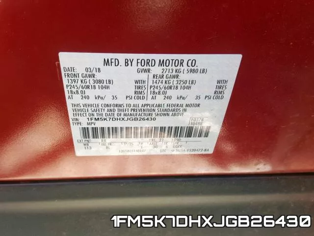 1FM5K7DHXJGB26430 фото 2