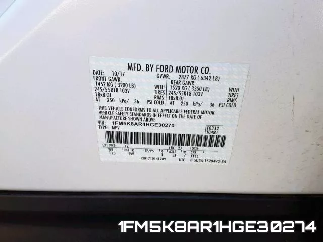 1FM5K8AR1HGE30274 фото 2