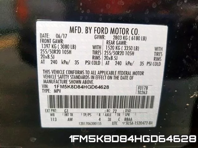 1FM5K8D84HGD64628 фото 2