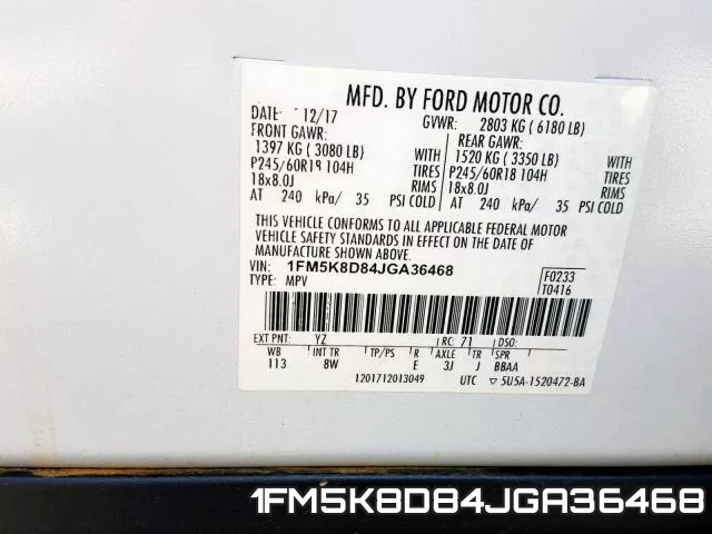 1FM5K8D84JGA36468 фото 2