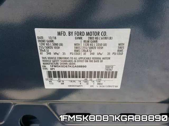 1FM5K8D87KGA88890 фото 2