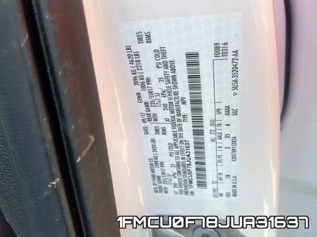 1FMCU0F78JUA31637 фото 2