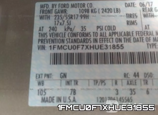 1FMCU0F7XHUE31855 фото 10