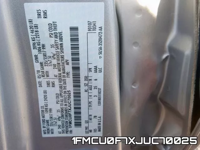 1FMCU0F7XJUC70025 фото 2