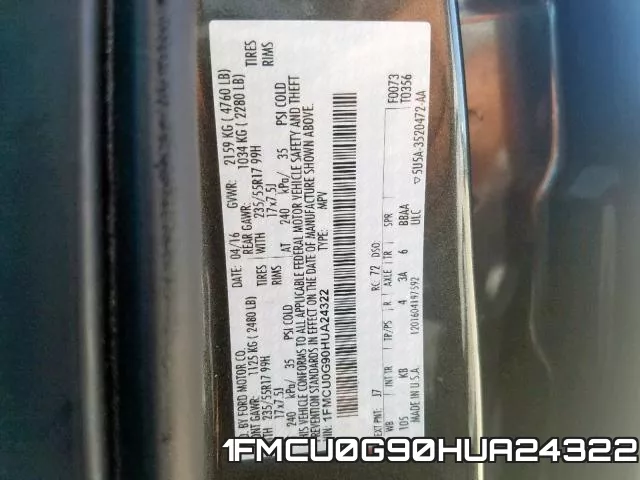 1FMCU0G90HUA24322 фото 2