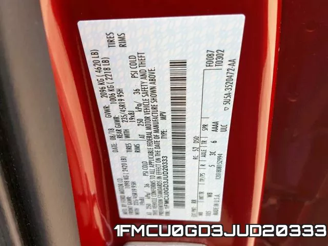 1FMCU0GD3JUD20333 фото 2
