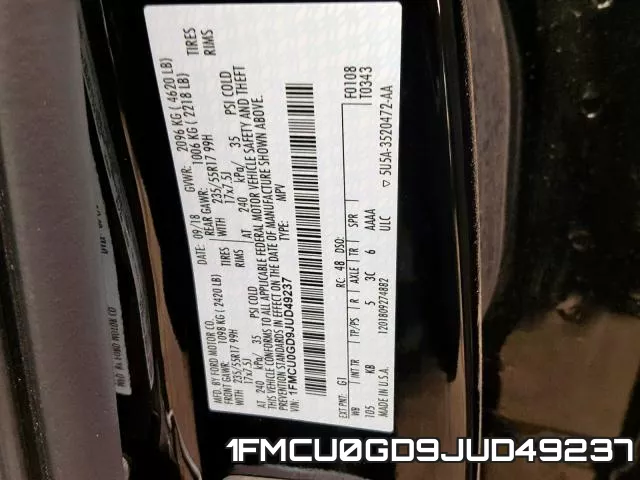 1FMCU0GD9JUD49237 фото 2