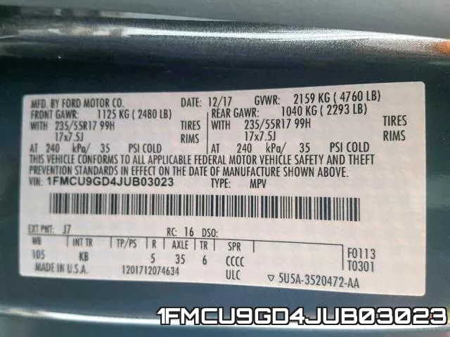 1FMCU9GD4JUB03023 фото 2