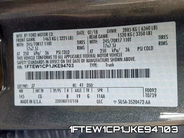 1FTEW1CP1JKE94703 фото 2