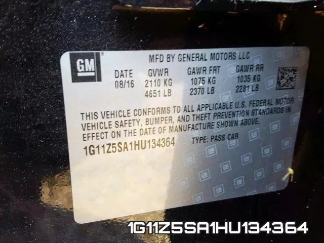 1G11Z5SA1HU134364 фото 2