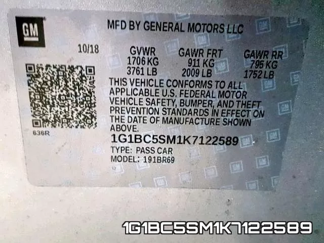 1G1BC5SM1K7122589 фото 2