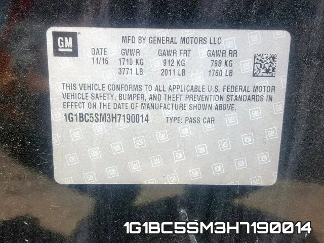 1G1BC5SM3H7190014 фото 2