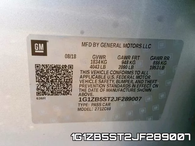 1G1ZB5ST2JF289007 фото 2