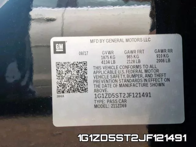 1G1ZD5ST2JF121491 фото 2