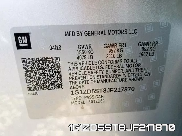 1G1ZD5ST8JF217870 фото 2