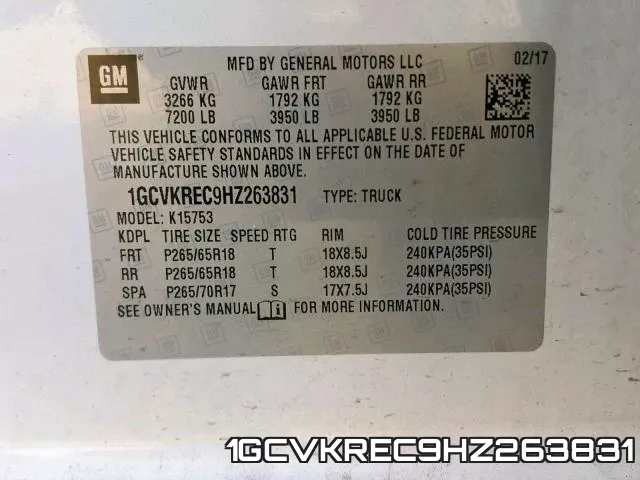 1GCVKREC9HZ263831 фото 2