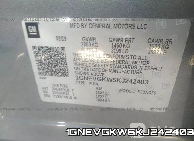 1GNEVGKW5KJ242403 фото 10