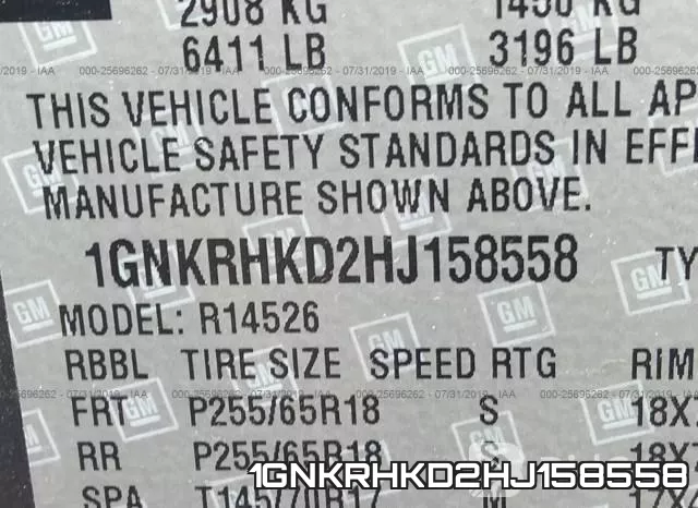 1GNKRHKD2HJ158558 фото 10