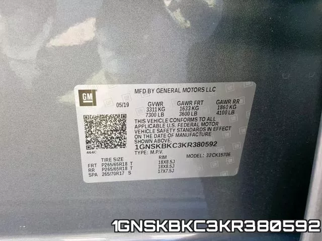 1GNSKBKC3KR380592 фото 2