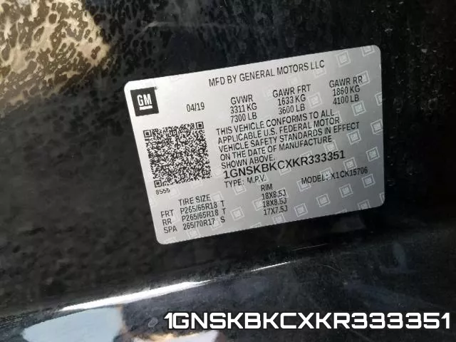1GNSKBKCXKR333351 фото 2