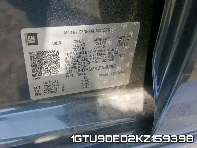 1GTU9DED2KZ159398 фото 2