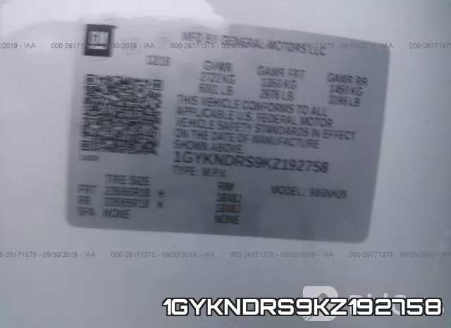 1GYKNDRS9KZ192758 фото 10