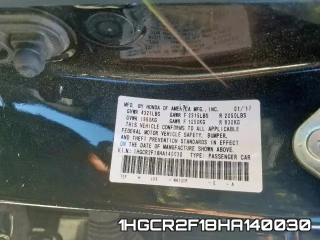 1HGCR2F18HA140030 фото 2