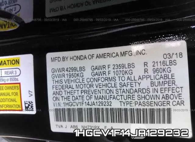 1HGCV1F14JA129232 фото 10