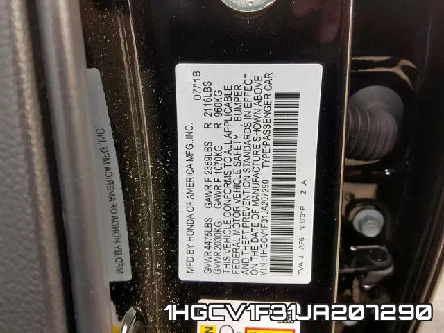1HGCV1F31JA207290 фото 2