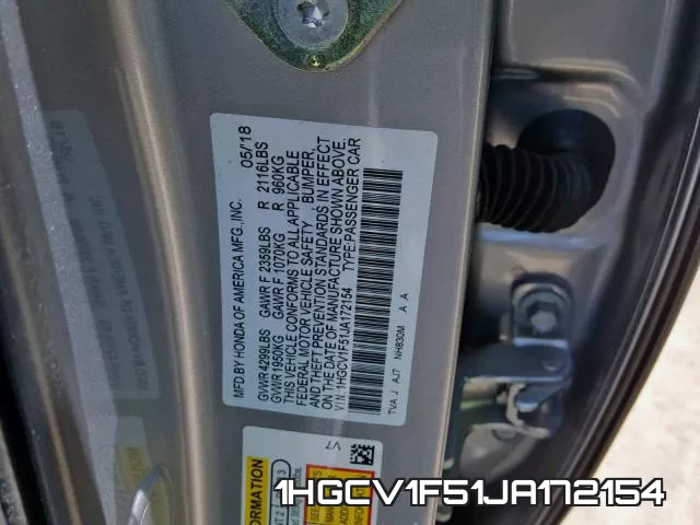 1HGCV1F51JA172154 фото 2